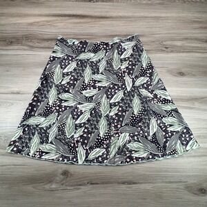 Women's reversible Flowy Midi Skirt Tropical Leaf Floral Print Elastic Waist
